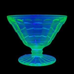 Vintage Uranium Depression Glass Green Collectible Bar Glass